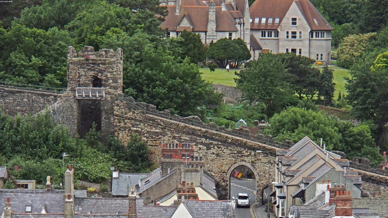 Conwy Mountain Iron Age hillfort with Conwy Castle and estuary below