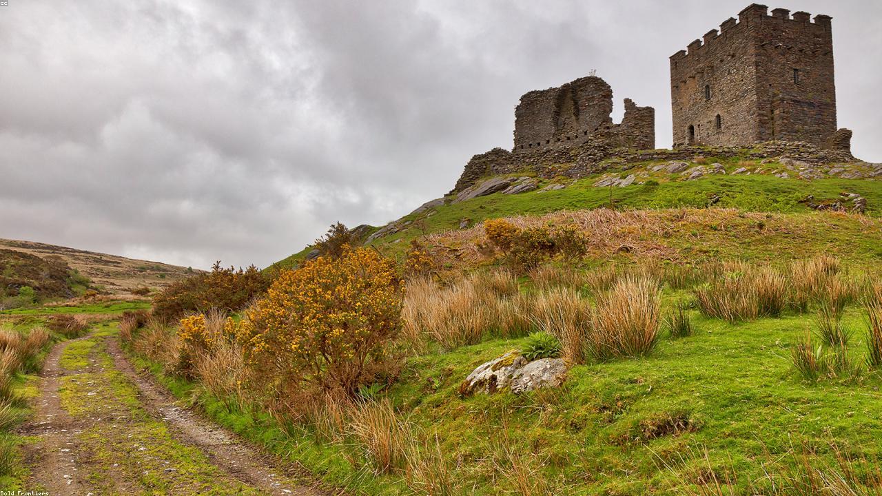 Dolwyddelan Castle keep on a ridge above the Conwy Valley