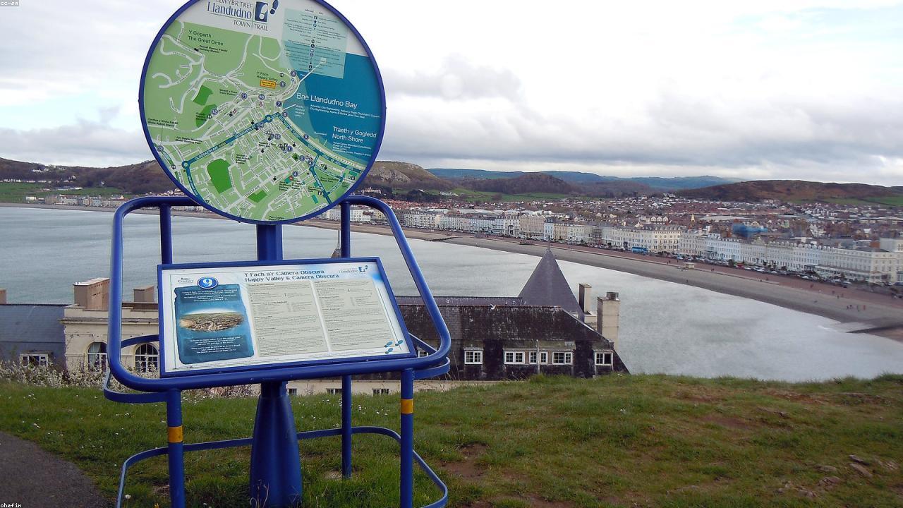 Llandudno Pier stretching 700 metres over the North Shore bay with the Great Orme behind