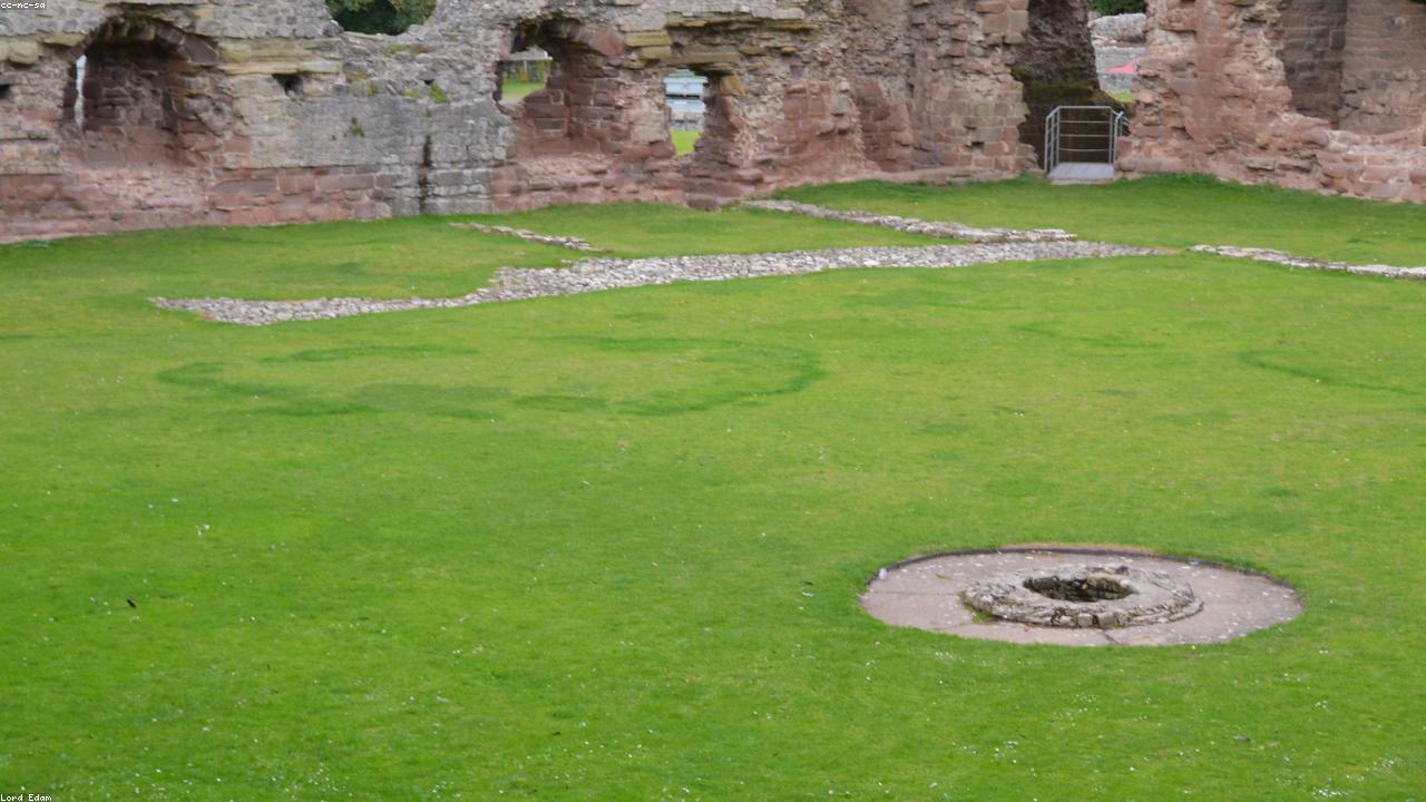 Rhuddlan Castle twin-towered gatehouse from the inner courtyard
