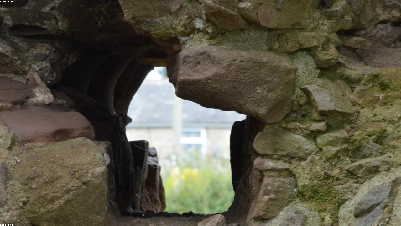 Interior view of Rhuddlan Castle round tower staircase
